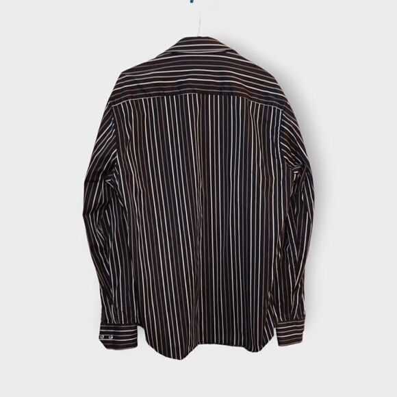 Bugatchi Size Large Shaped Fit 100% Cotton Striped Shirt - Picture 2 of 4